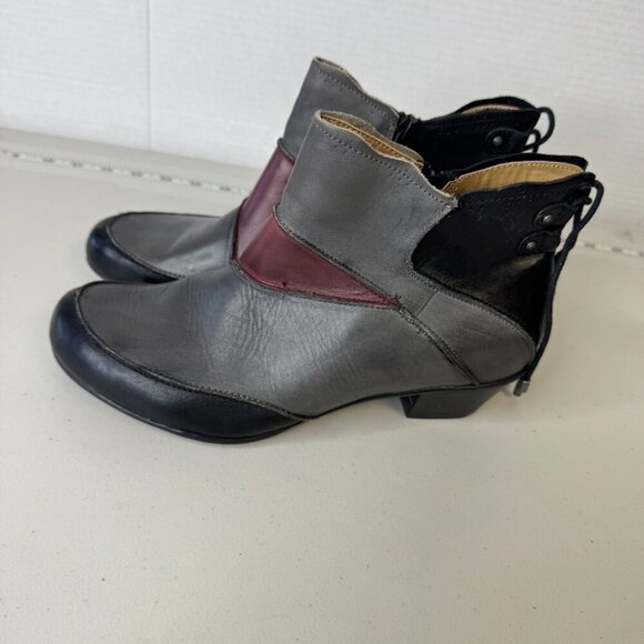 Aetrex Lagenlook Colorblock Leather Arch Support Comfort Ankle Boots Size 9M - Picture 3 of 13
